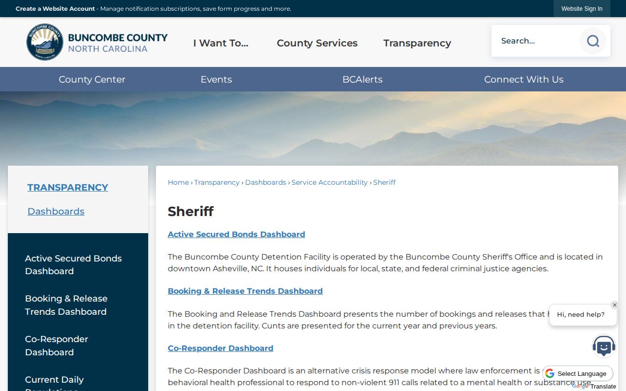 Buncombe County 24 hour release Sheriff information