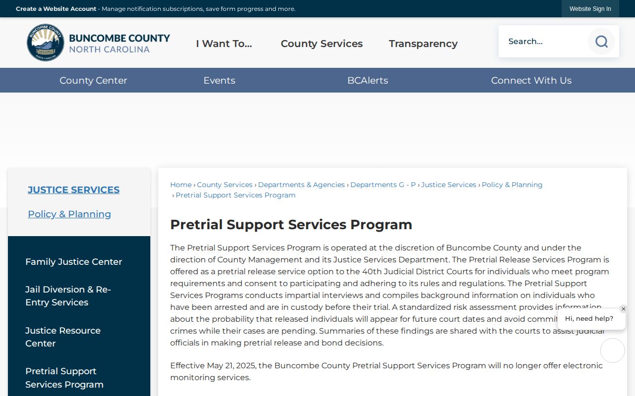 Buncombe County pretrial release supervision records